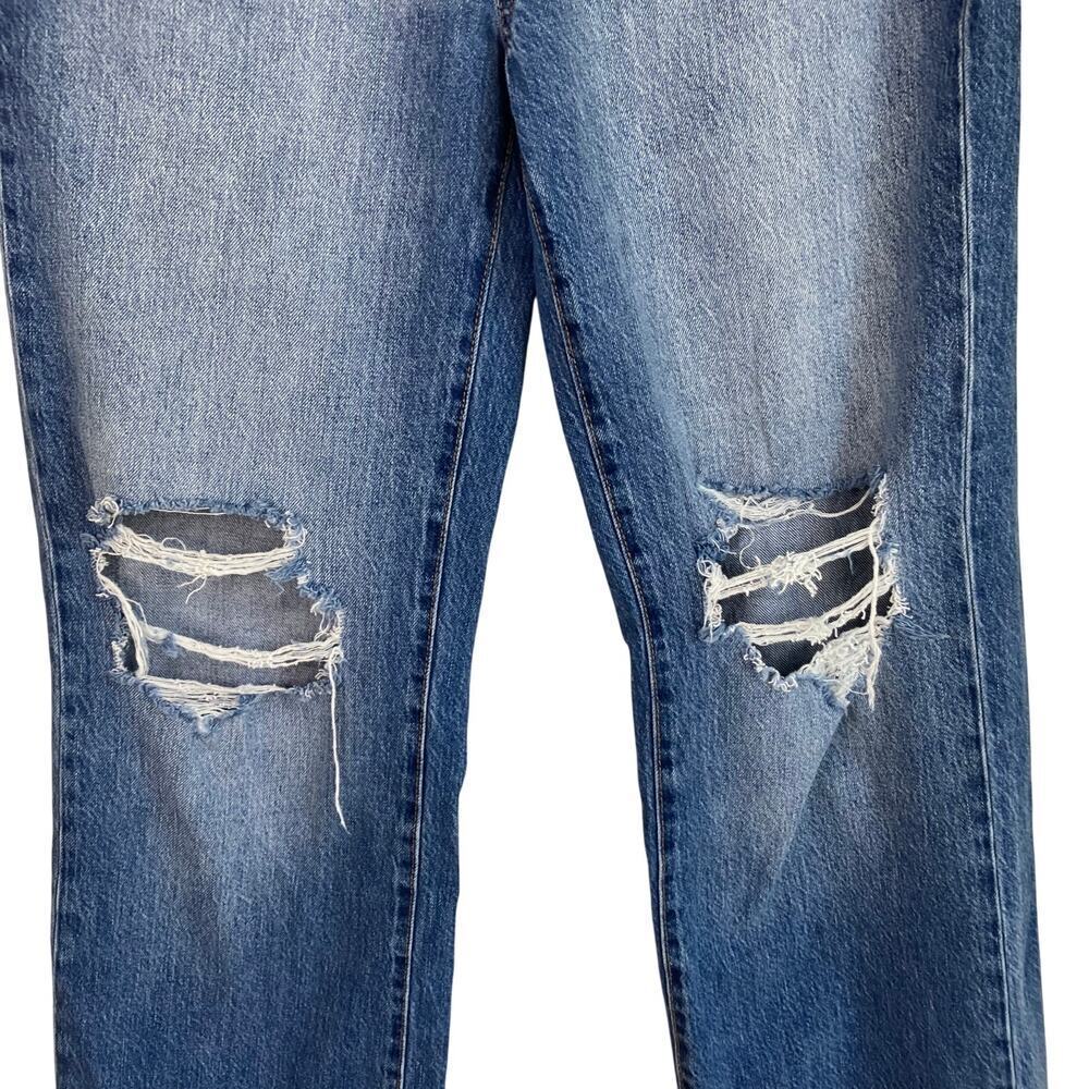 Aeropostale Sz 8 Skater Jeans Relaxed Wide Leg Distressed Ripped Knees Mid Wash - Picture 4 of 16